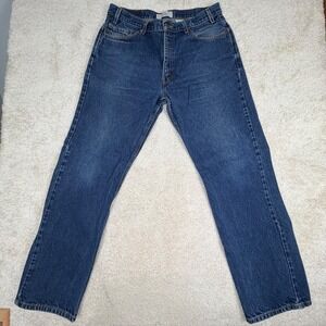 Levi Strauss Signature Mens Regular Fit Jeans Dark Wash Blue Denim 36x32 Cotton